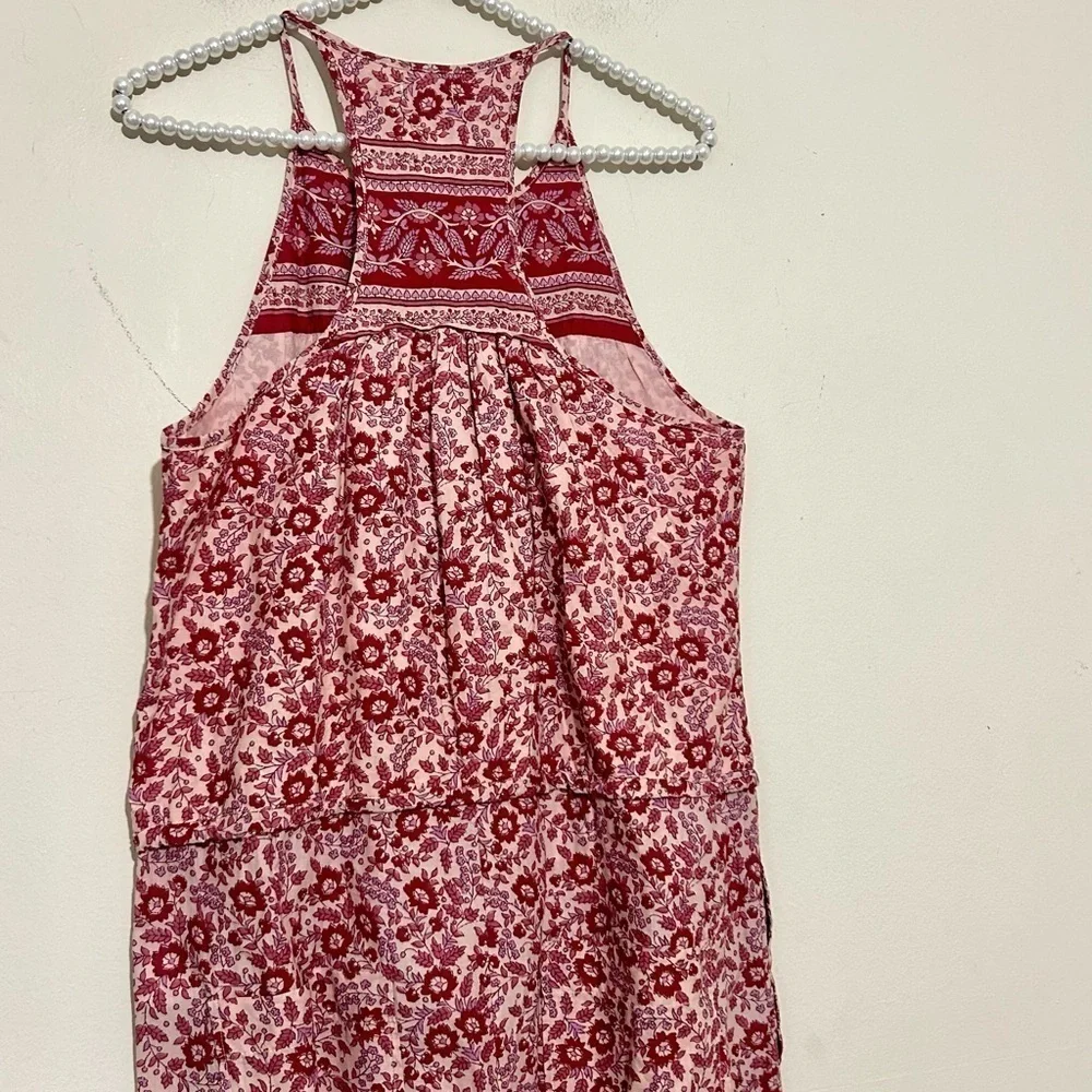 Faherty Adella Floral Pink Sleeveless Racerback Jumpsuit SIZE SMALL